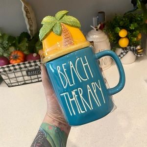 🏝Rae Dunn BEACH THERAPY Mug with Palm Tree…